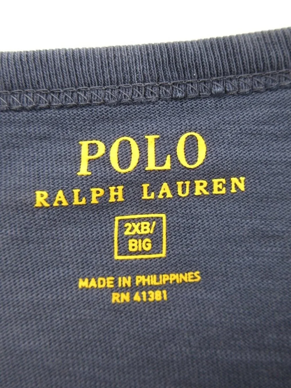 Polo Ralph Lauren Shirt 2XB Big Navy Spell Out Graphic Paint Splatter